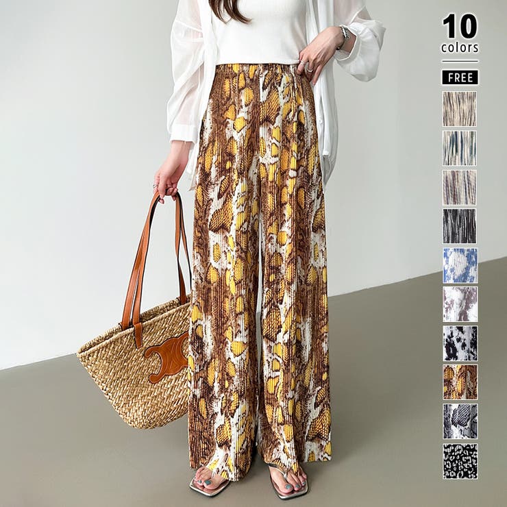 E | ワイドパンツ イージーパンツ プリーツワイドパンツ | COCOMOMO