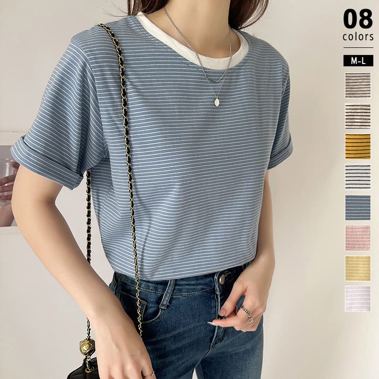 Tシャツ ボーダートップス カットソーレディース[品番