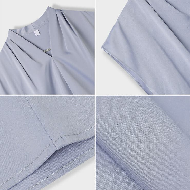 Vネックブラウス フレンチスリーブ オフィスカジュアル | COCOMOMO | 詳細画像25 