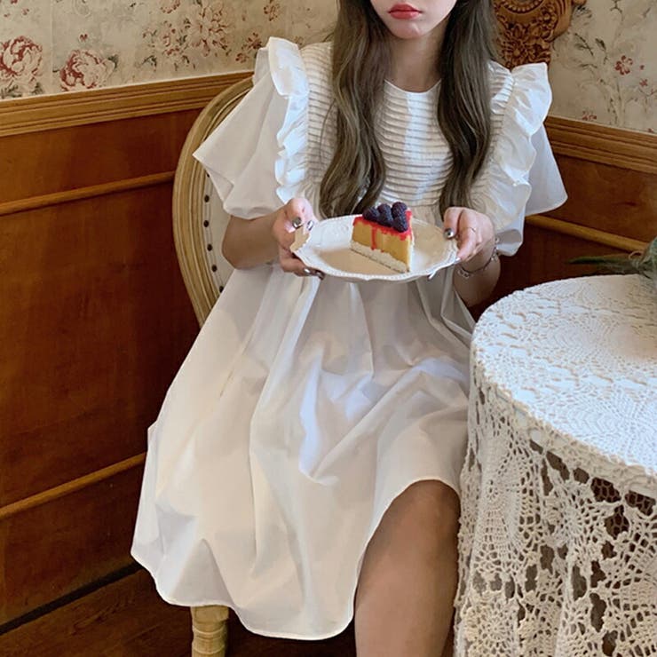 ワンピース フリルワンピース ミニワンピース[品番：COCW0004553