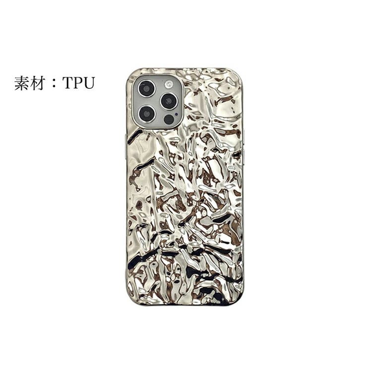 スマホケース シルバーメタル iPhoneケース韓国[品番：COCW0004573