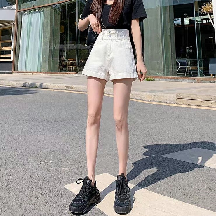 ショートパンツ デニムショートパンツ ハイウエスト[品番：COCW0004594