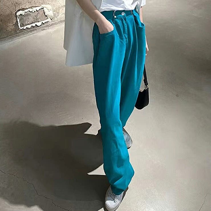 ワイド ストレッチ デニム ハイウエスト ウォッシュ 韓国 cr9879 ハイウエストデニムワイドパンツ ワイドパンツ ウエストホック