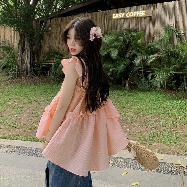 りーる様専用 新品 CADUNÉ フリルデザイン ノースリーブチュニック