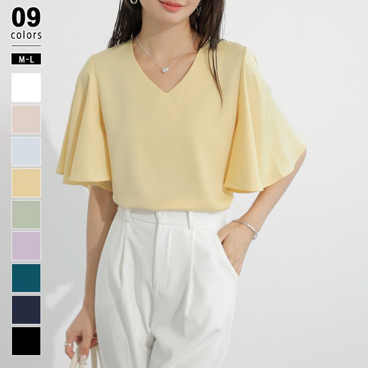 セール】【10色展開】 シャーリング シアーブラウス シフォン