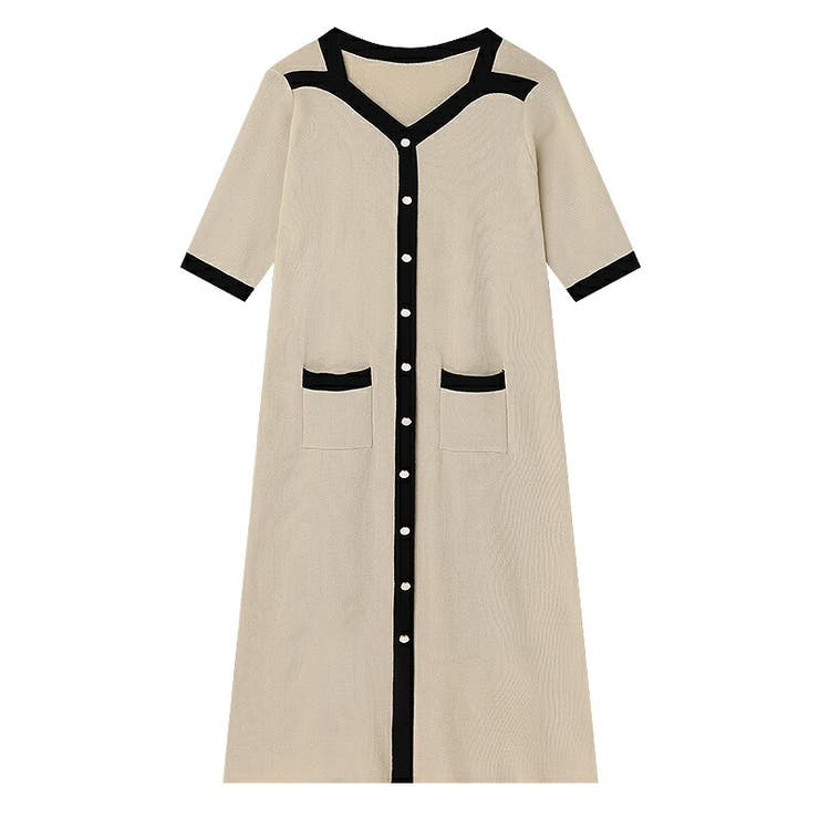 ワンピース バイカラーワンピース パイピングワンピース[品番