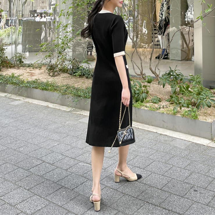 ワンピース ワンピース バイカラーワンピース パイピングワンピース[品番