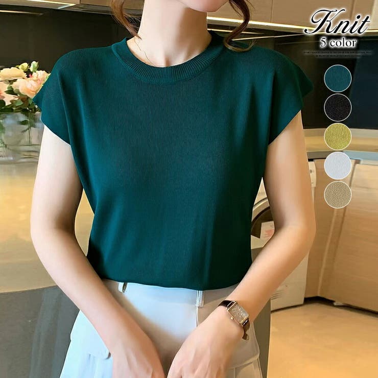 サマーニット フレンチスリーブ ニットtシャツ 品番 Cocw Cocomomo ココモモ のレディース ファッション通販 Shoplist ショップリスト