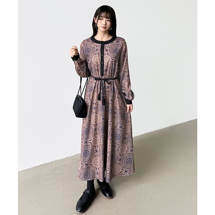 ロングワンピース フレンチスリーブワンピース ダマスク柄ワンピース | COCOMOMO | 詳細画像72 