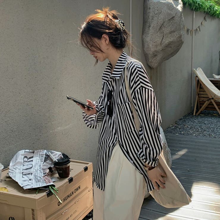 シャツ ストライプオーバーシャツ ストライプシャツ[品番