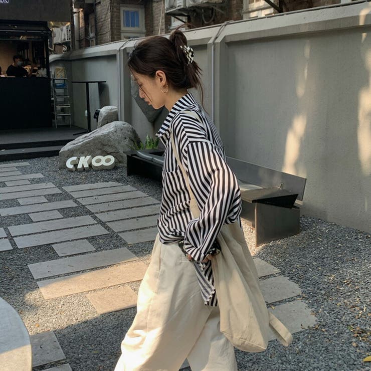 シャツ ストライプオーバーシャツ ストライプシャツ[品番：COCW0004815