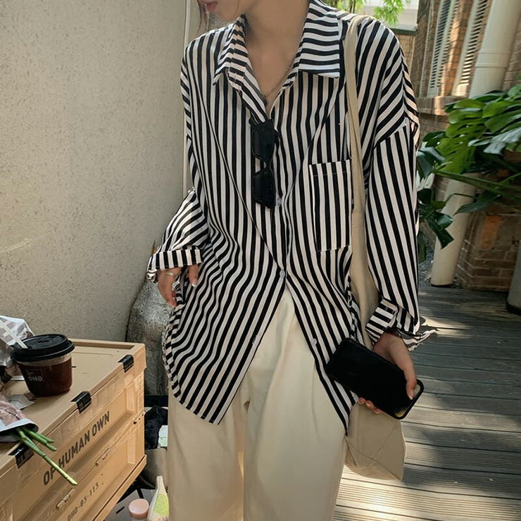 シャツ ストライプオーバーシャツ ストライプシャツ[品番