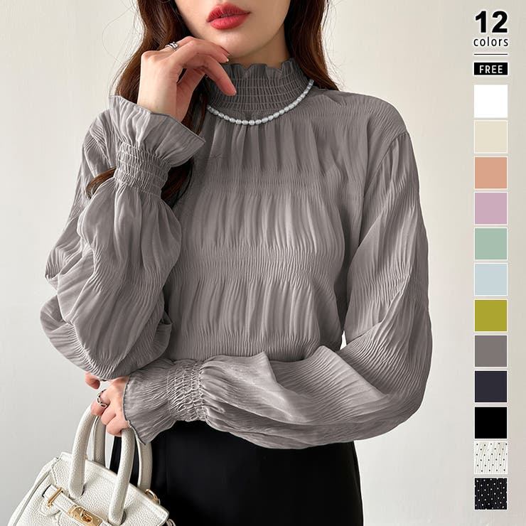グレー | 【2026新色登場】 シアーブラウス シャーリングブラウス | COCOMOMO