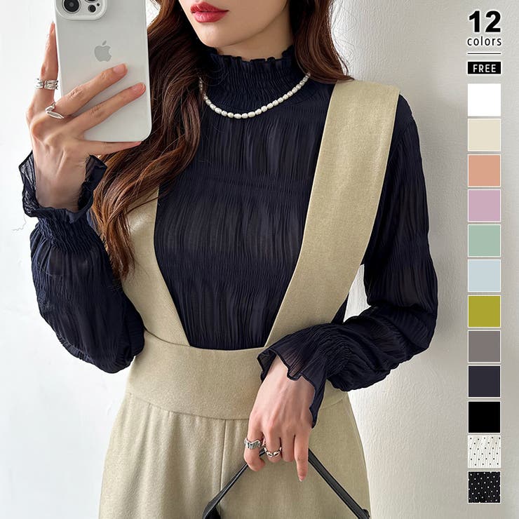 ネイビー | 【2026新色登場】 シアーブラウス シャーリングブラウス | COCOMOMO