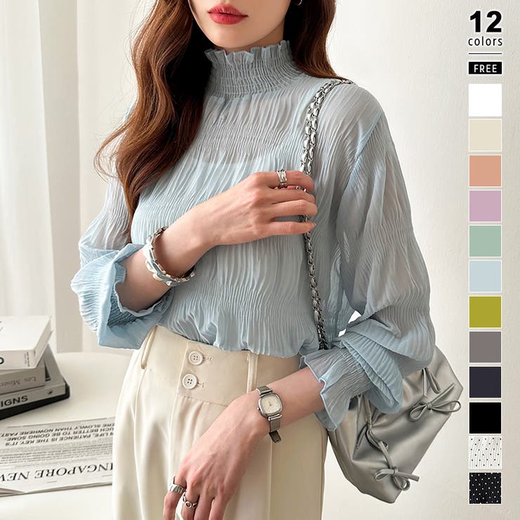 スカイブルー | 【2026新色登場】 シアーブラウス シャーリングブラウス | COCOMOMO