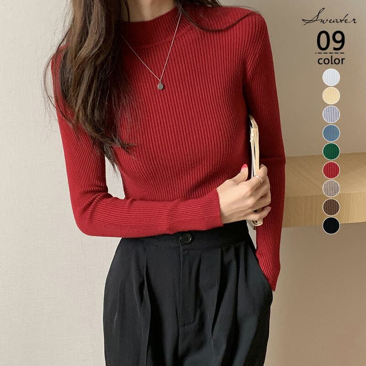 ニット ハイネックニット 秋冬リブニット | COCOMOMO | 詳細画像1 