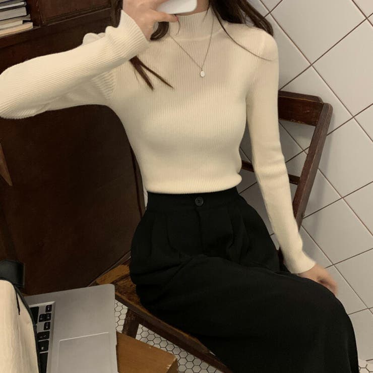 ニット ハイネックニット 秋冬リブニット | COCOMOMO | 詳細画像6 