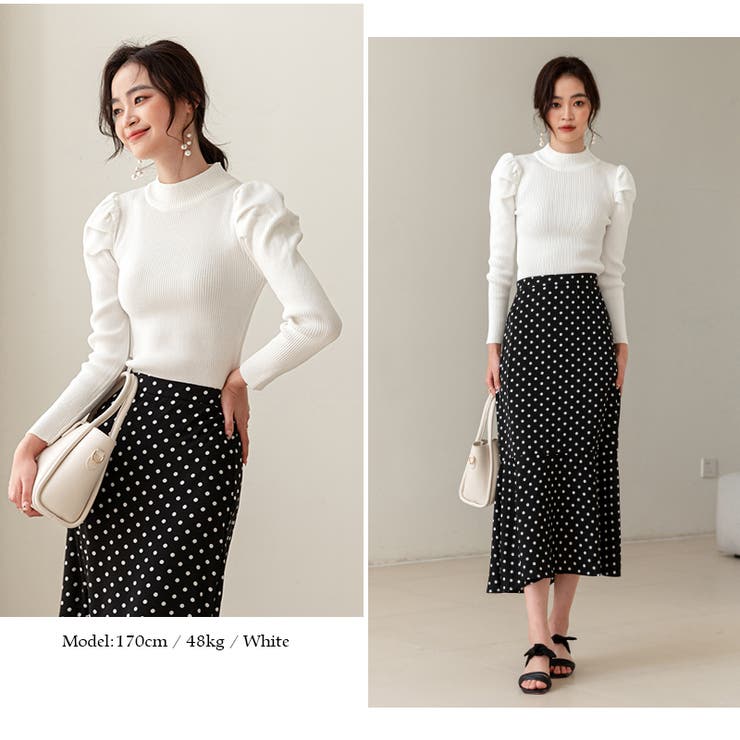 パフスリーブニット ハイネック リブニット | COCOMOMO | 詳細画像28 