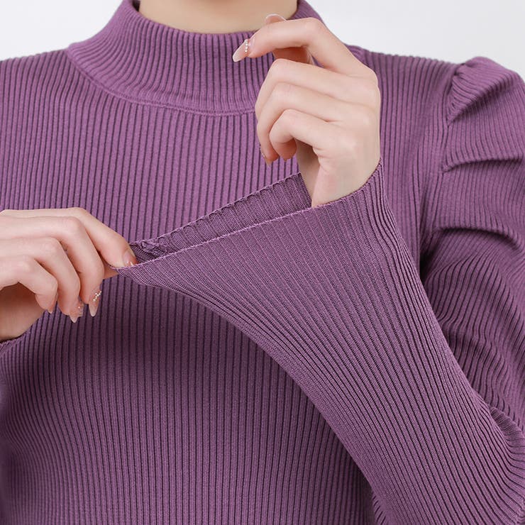 パフスリーブニット ハイネック リブニット | COCOMOMO | 詳細画像49 