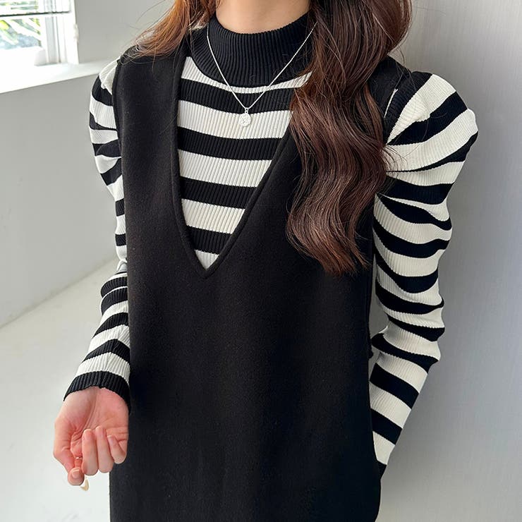 パフスリーブニット ハイネック リブニット | COCOMOMO | 詳細画像11 