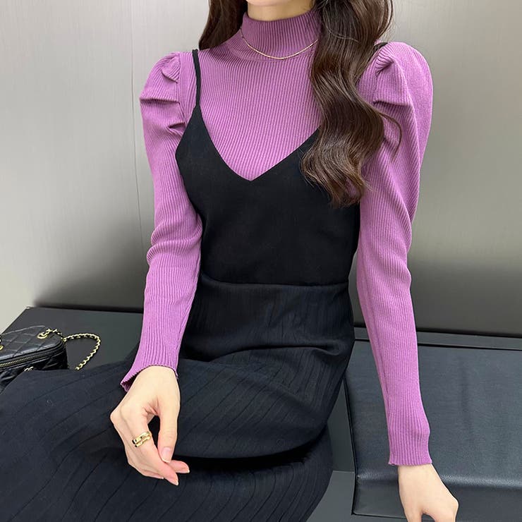 パフスリーブニット ハイネック リブニット | COCOMOMO | 詳細画像13 