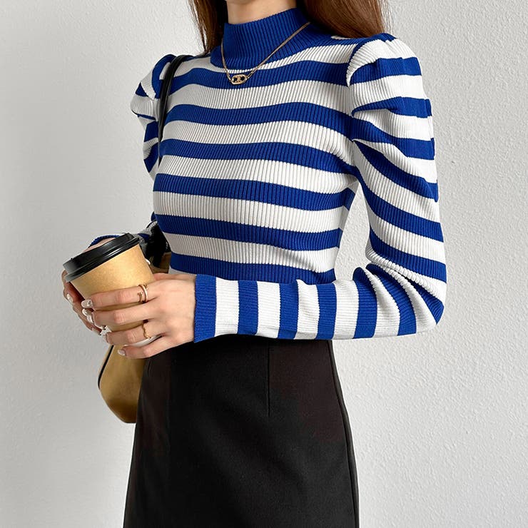 パフスリーブニット ハイネック リブニット | COCOMOMO | 詳細画像24 