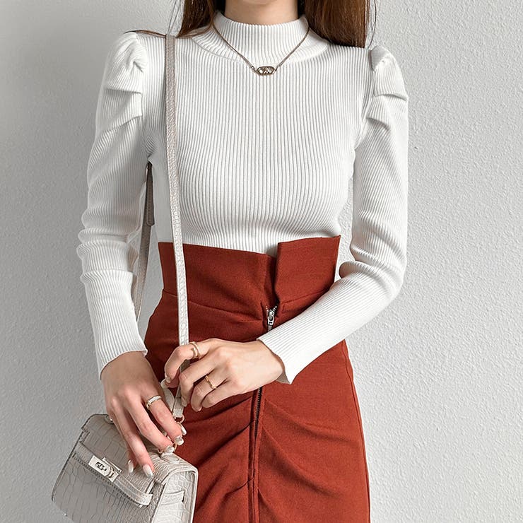 パフスリーブニット ハイネック リブニット | COCOMOMO | 詳細画像25 