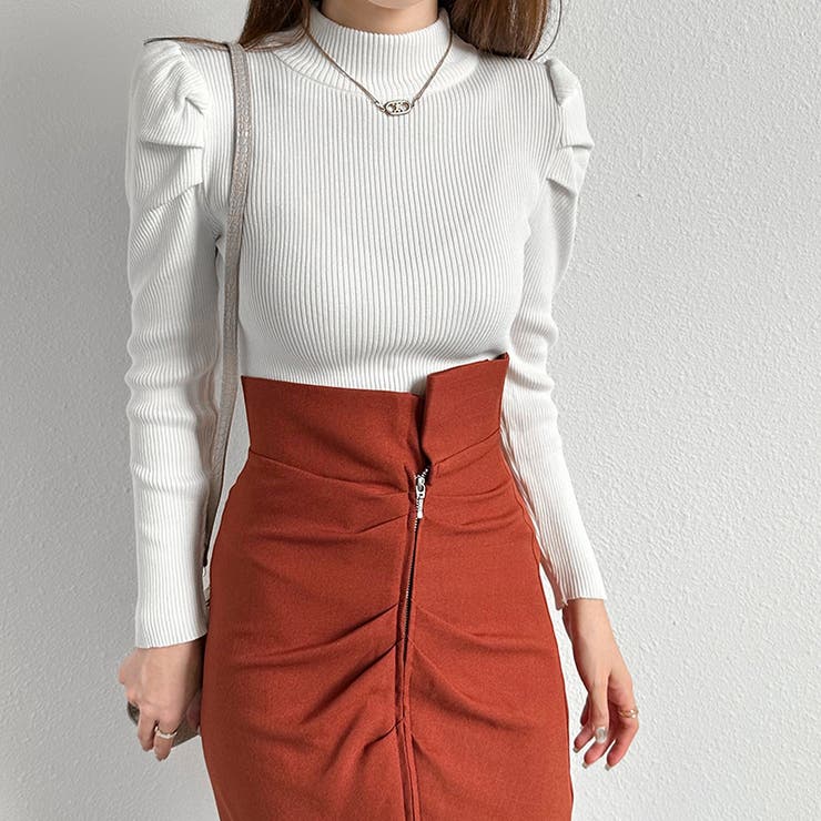 パフスリーブニット ハイネック リブニット | COCOMOMO | 詳細画像26 