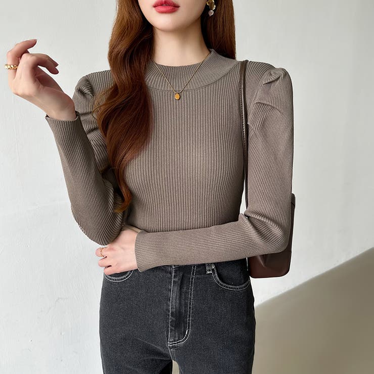 パフスリーブニット ハイネック リブニット | COCOMOMO | 詳細画像40 