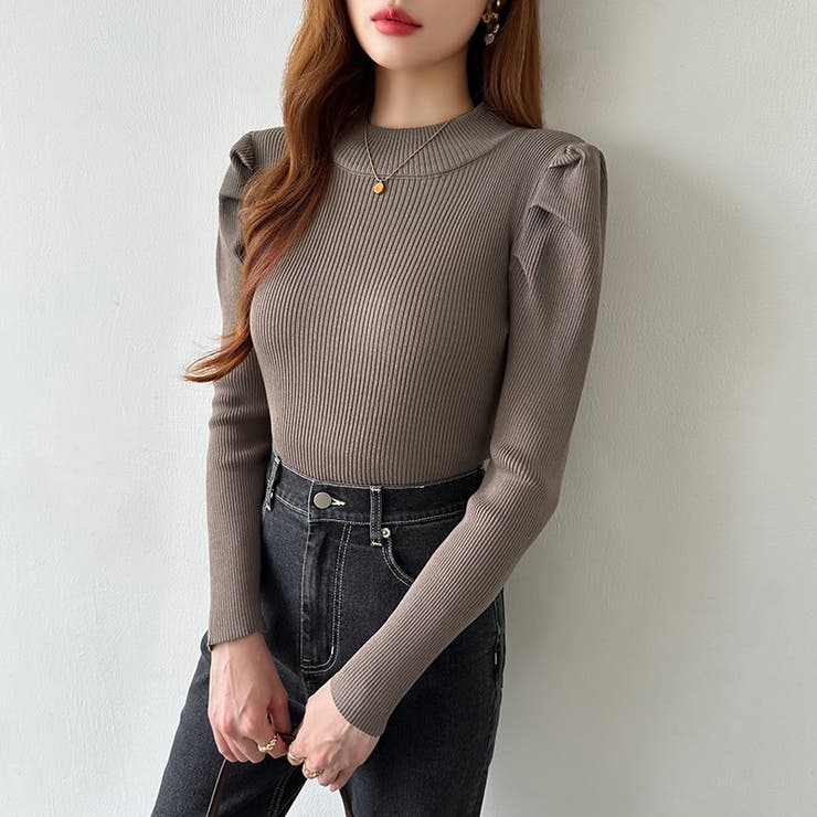 パフスリーブニット ハイネック リブニット | COCOMOMO | 詳細画像41 