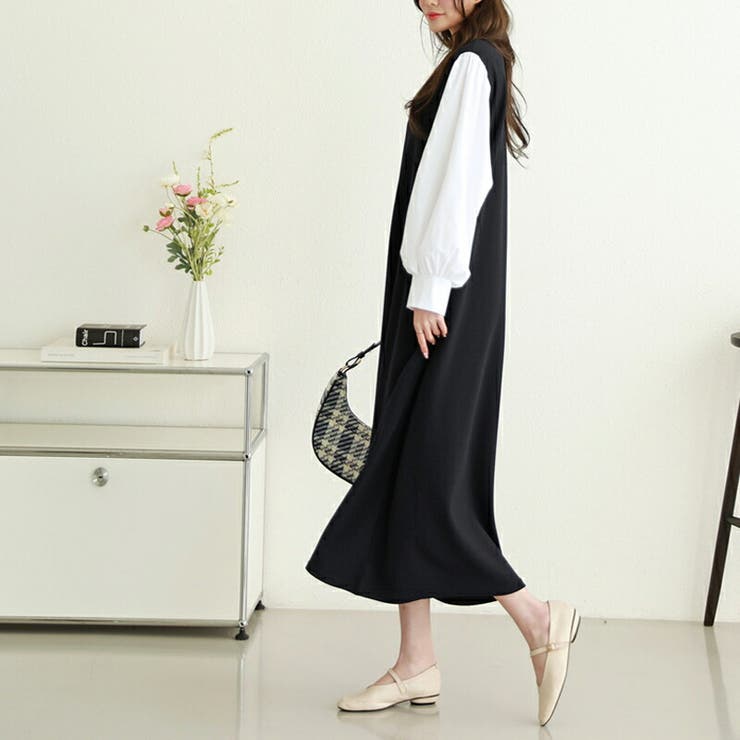 ワンピース パフスリーブドッキングワンピース オールインワン | COCOMOMO | 詳細画像3 