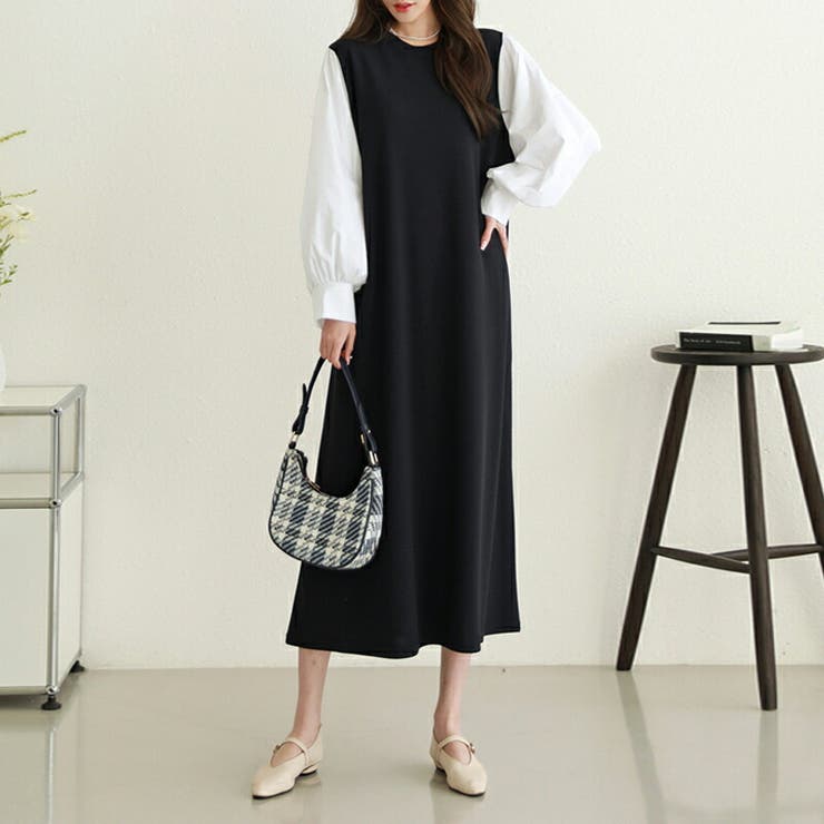 ワンピース パフスリーブドッキングワンピース オールインワン | COCOMOMO | 詳細画像5 