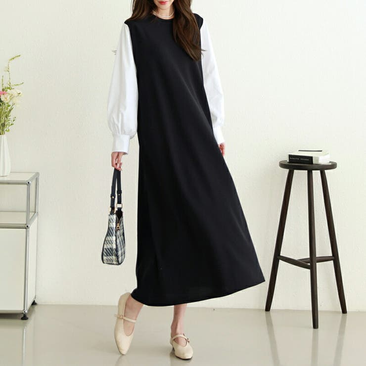 ワンピース パフスリーブドッキングワンピース オールインワン | COCOMOMO | 詳細画像6 