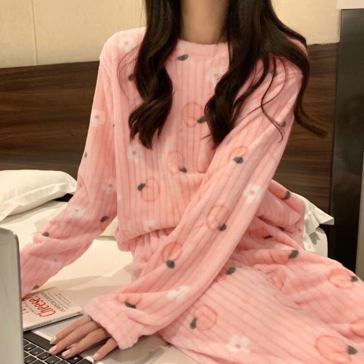 ルームウェア 韓国風ピーチ柄パジャマ 上下セット | COCOMOMO | 詳細画像10 