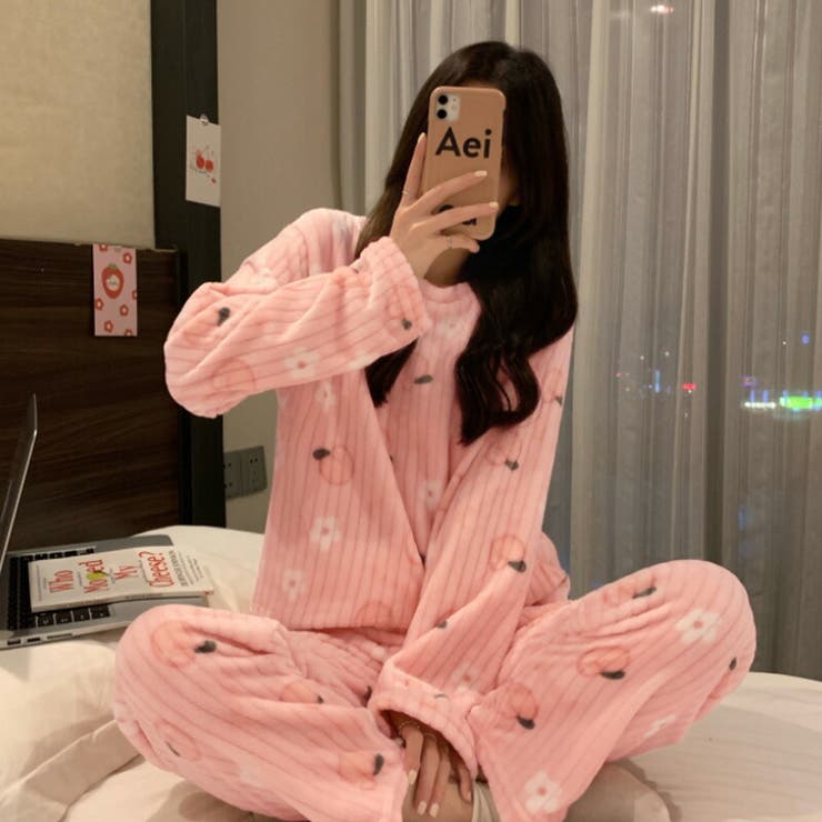 ルームウェア 韓国風ピーチ柄パジャマ 上下セット | COCOMOMO | 詳細画像11 