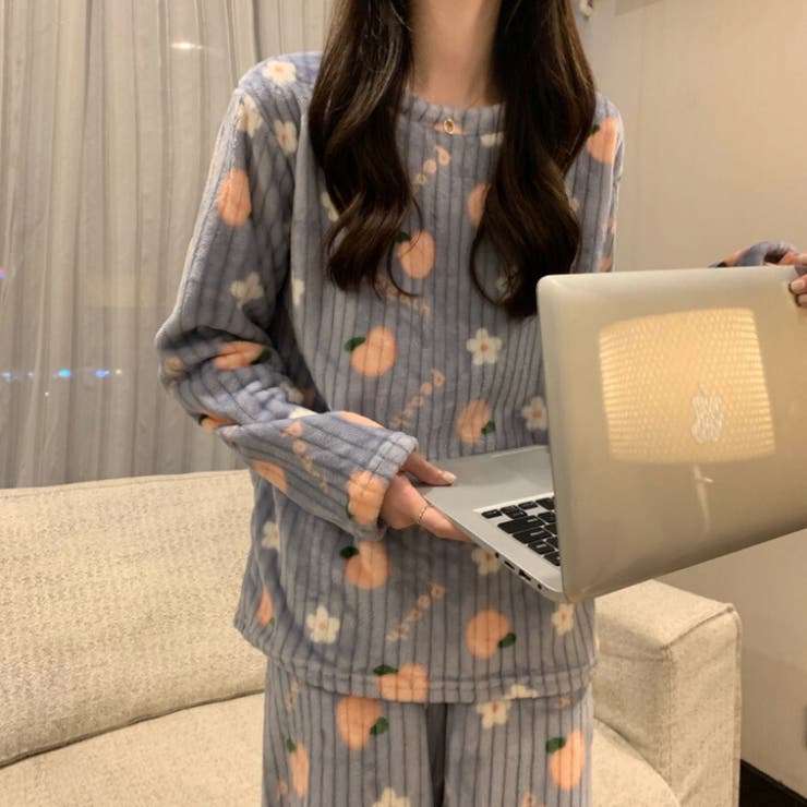 ルームウェア 韓国風ピーチ柄パジャマ 上下セット | COCOMOMO | 詳細画像17 