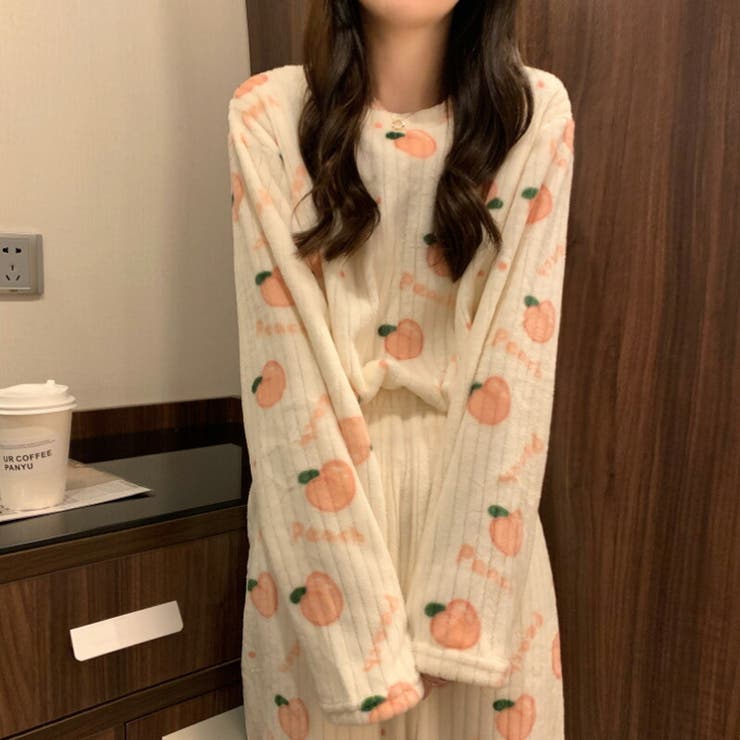 ルームウェア 韓国風ピーチ柄パジャマ 上下セット | COCOMOMO | 詳細画像3 