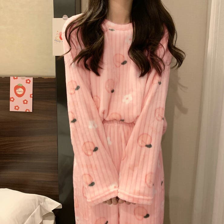 ルームウェア 韓国風ピーチ柄パジャマ 上下セット | COCOMOMO | 詳細画像8 