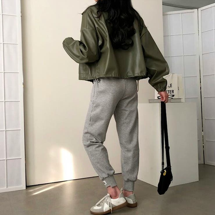 ジャケット フェイクレザージャケット クロップドレザー