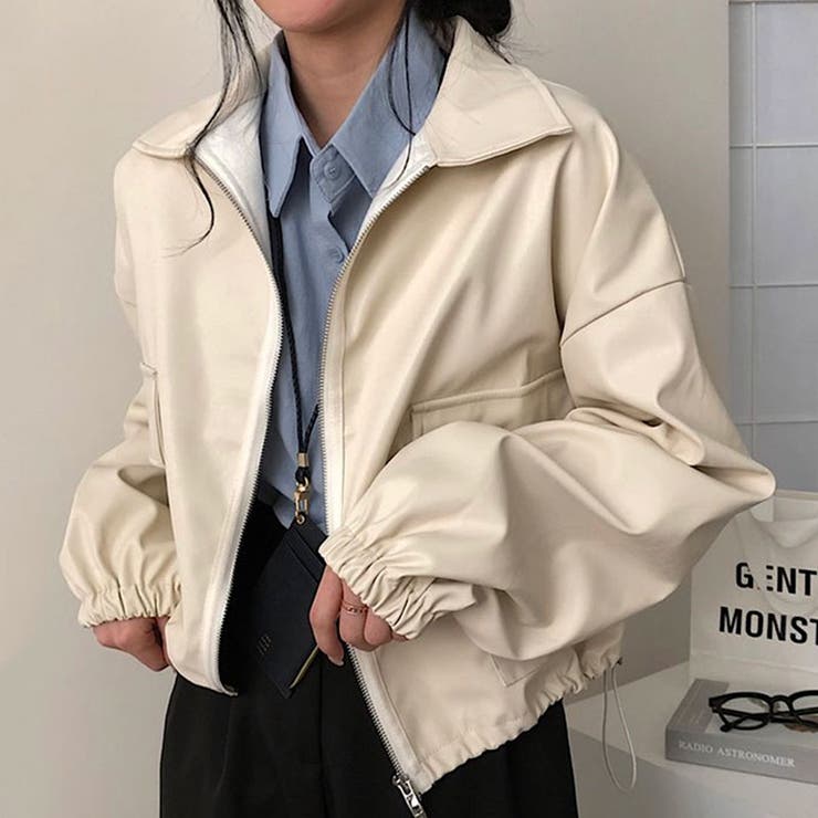 ジャケット フェイクレザージャケット クロップドレザージャケット | COCOMOMO | 詳細画像7 