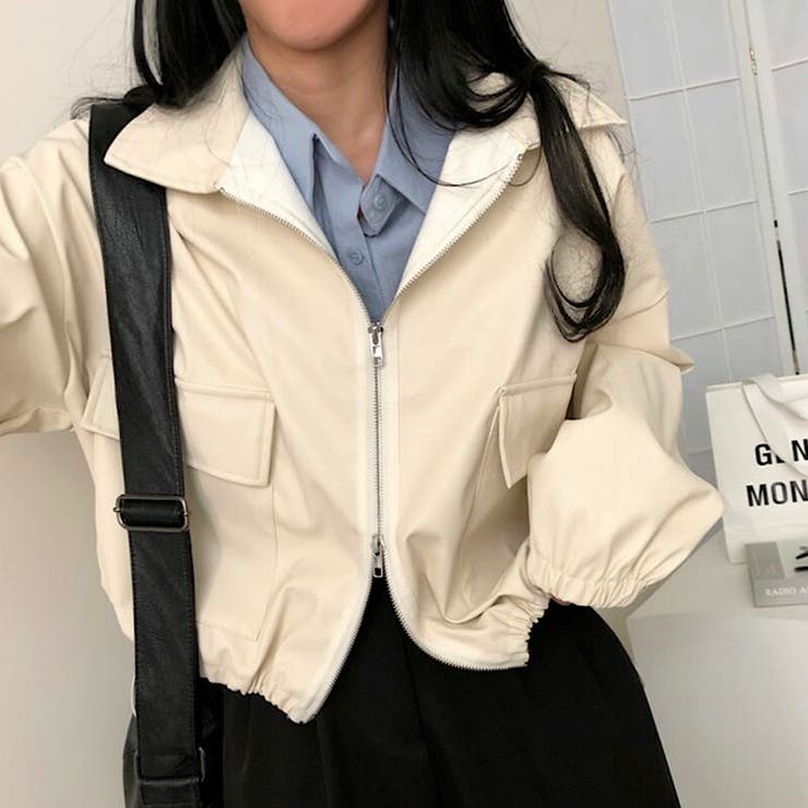 ジャケット フェイクレザージャケット クロップドレザージャケット | COCOMOMO | 詳細画像8 