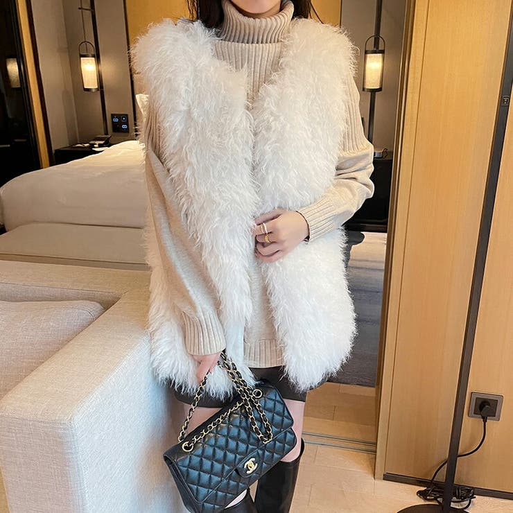 ファー　ベスト　ボリューム セール】ボリュームファーベスト 157862（ベスト）｜Heather（ヘザー