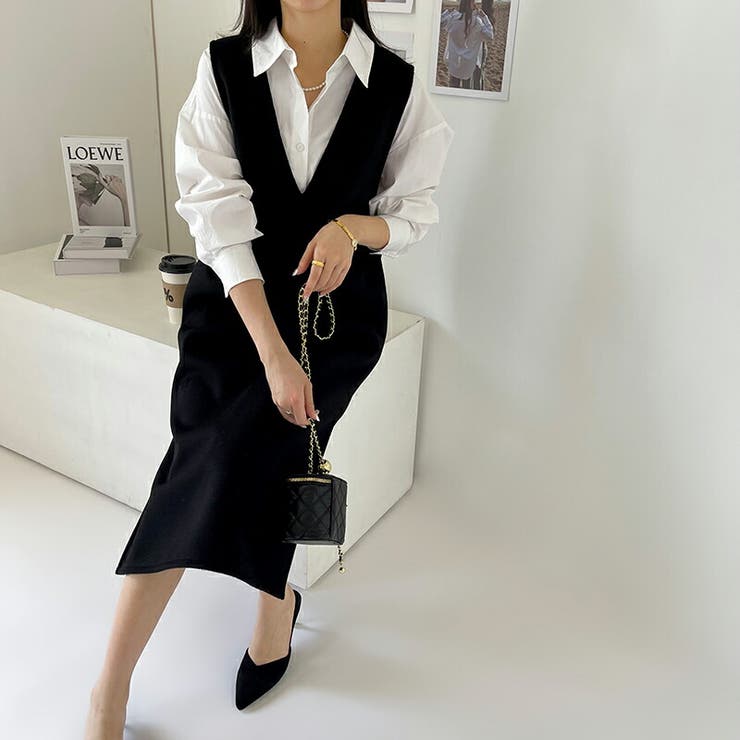 ジャンパースカート Vネックジャンパースカート Vネックワンピース | COCOMOMO | 詳細画像10 