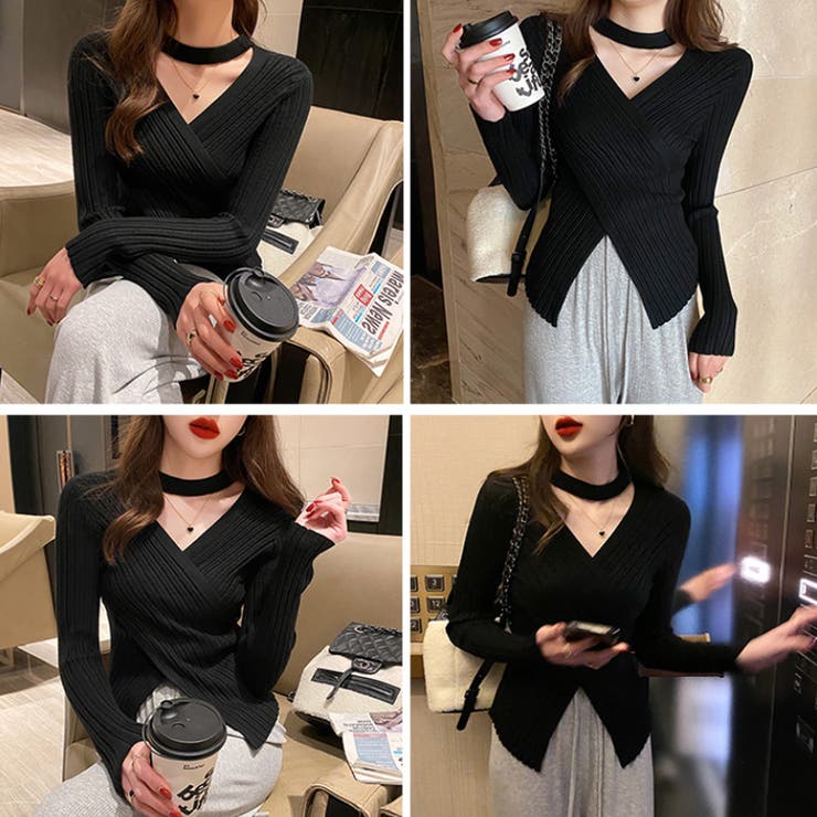 ニット カシュクールリブニット クロスニット | COCOMOMO | 詳細画像3 