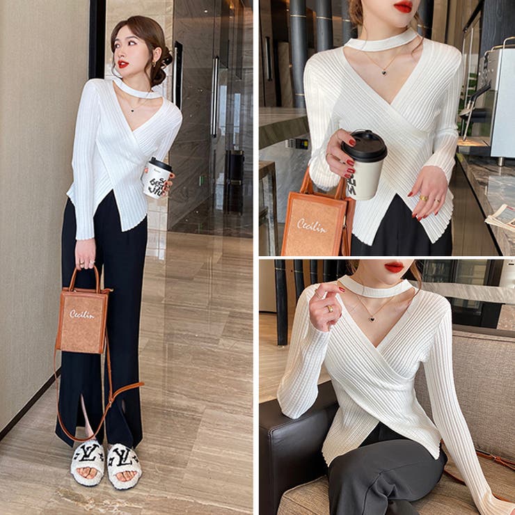 ニット カシュクールリブニット クロスニット | COCOMOMO | 詳細画像8 