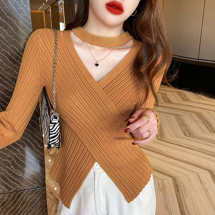 ニット カシュクールリブニット クロスニット | COCOMOMO | 詳細画像14 