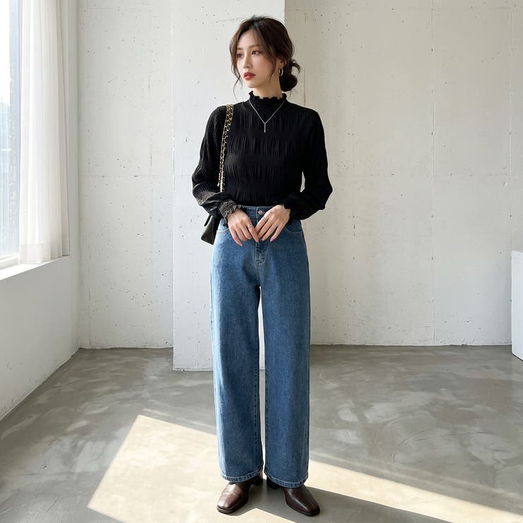 暖かさこっそり仕込む、裏起毛ブラウス シャーリングブラウス オフィスカジュアル | COCOMOMO | 詳細画像15 