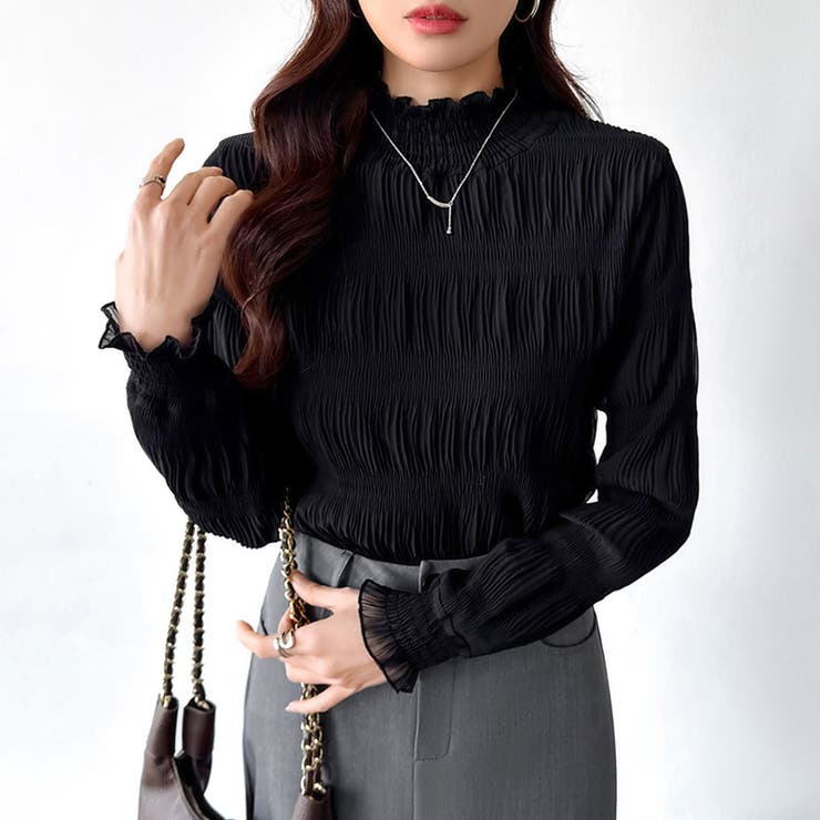 新色登場！裏起毛シャーリングブラウス ハイネックブラウス オフィスカジュアル | COCOMOMO | 詳細画像10 