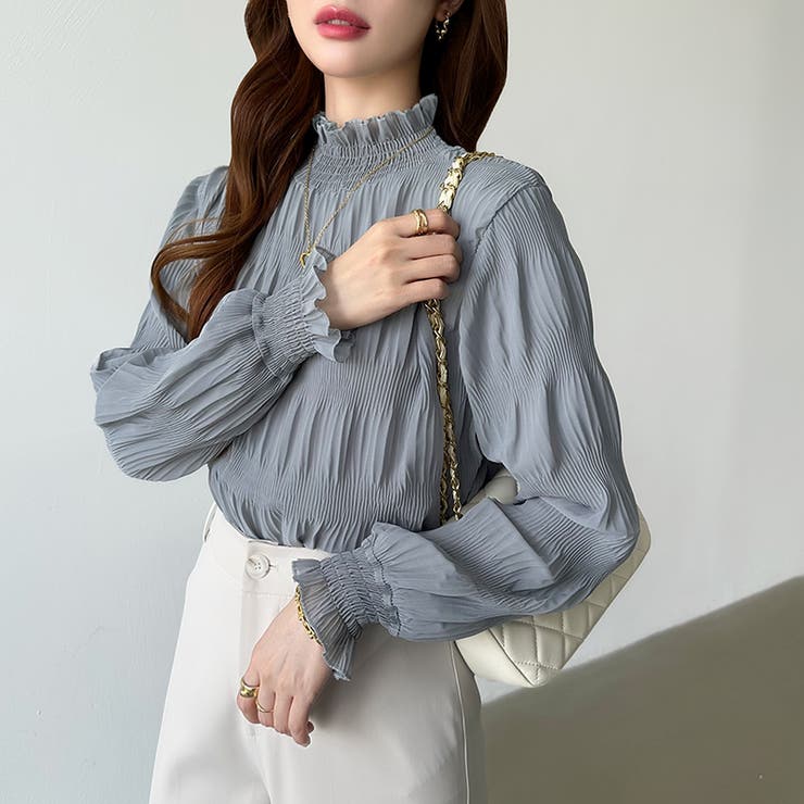 新色登場！裏起毛シャーリングブラウス ハイネックブラウス オフィスカジュアル | COCOMOMO | 詳細画像16 