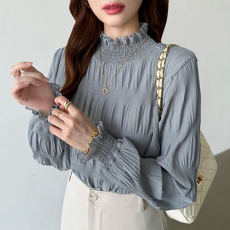 新色登場！裏起毛シャーリングブラウス ハイネックブラウス オフィスカジュアル | COCOMOMO | 詳細画像17 